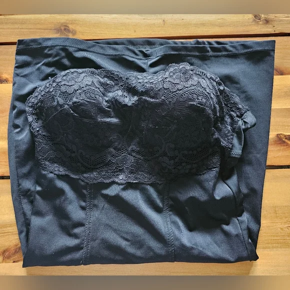 F.I.T. Figure Improving Technology Black w/ Lace PushUp Padded Bra Shapewear - Picture 8 of 8